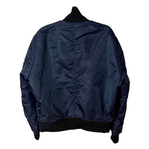 NWT The Kooples Navy Bomber Jacket with Orange Lining – Size Medium - Picture 3 of 10